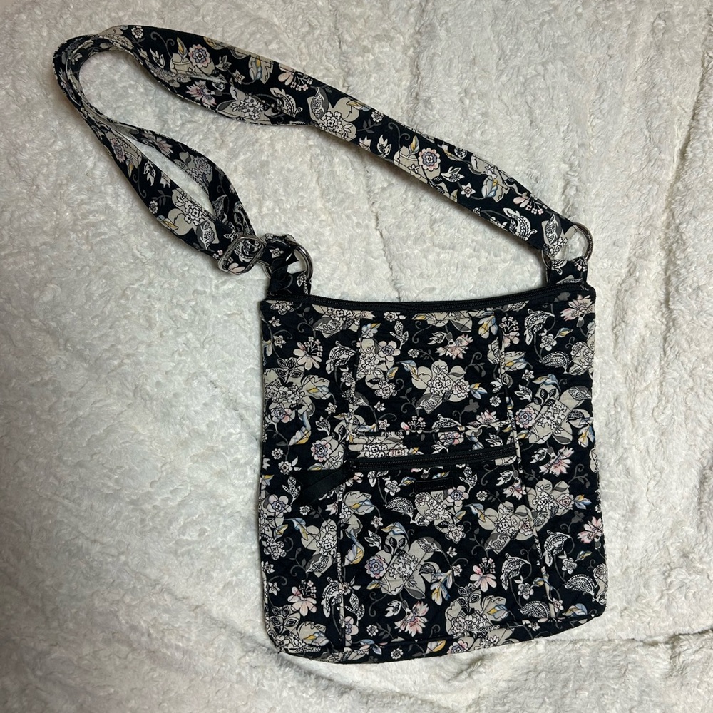 Vera Bradley Black‎ and White Floral Crossbody Bag